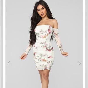 Fashion Nova Floral Ruched Dress